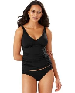 Tommy Bahama Swimwear Pearl Over the Shoulder V-Neck Long Tankini