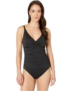 Tommy Bahama Swimwear Pearl Over the Shoulder Cross Front One-Piece