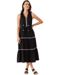 Tommy Bahama Swimwear Cotton Clip Embellished Split-Neck Dress Cover-Up