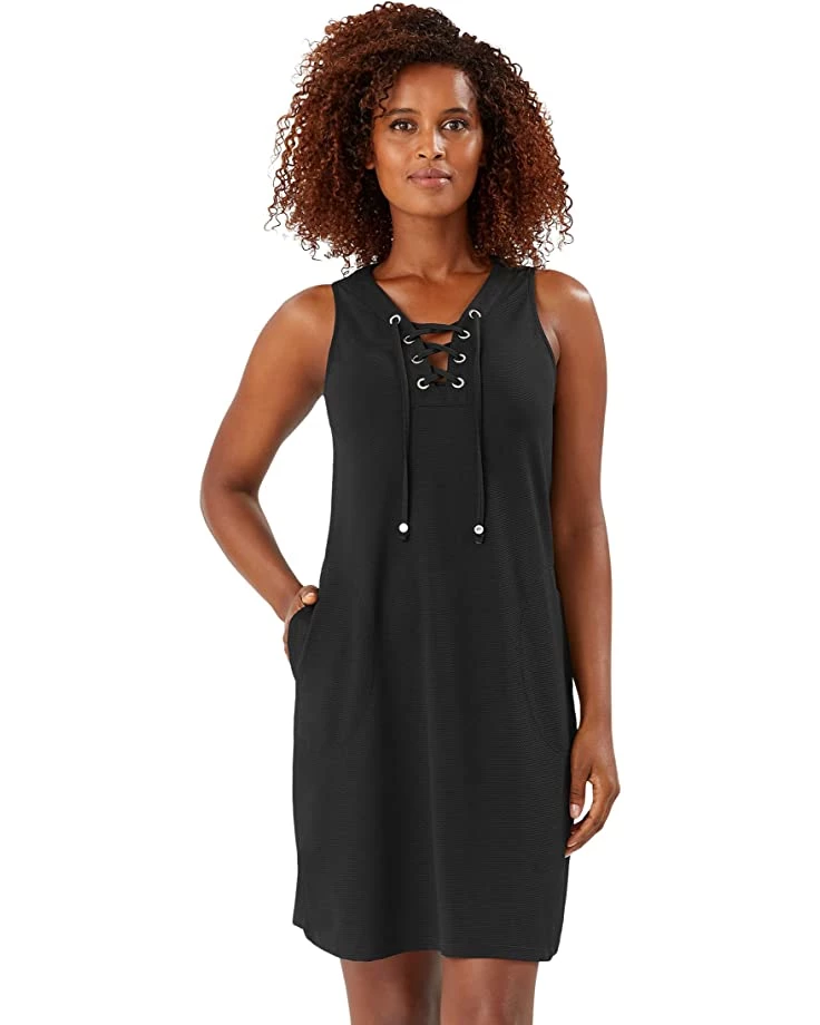 Tommy Bahama Swimwear Color-Block Lace-Up Spa Dress