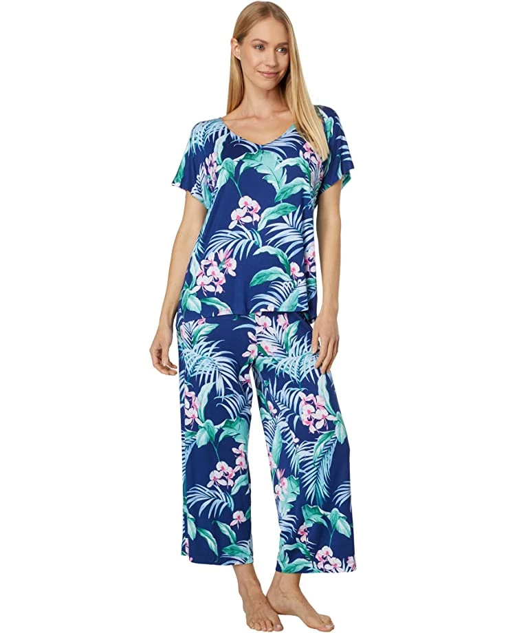 Tommy Bahama Sleepwear Short Sleeve Crop Pants PJ Set