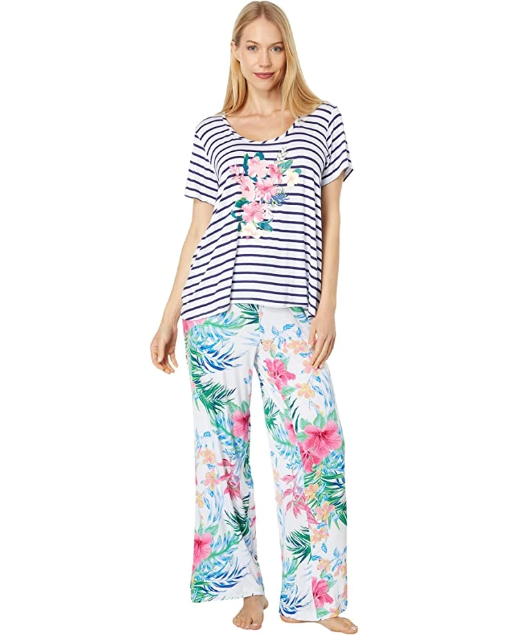 Tommy Bahama Sleepwear Short Sleeve Crop PJ Set